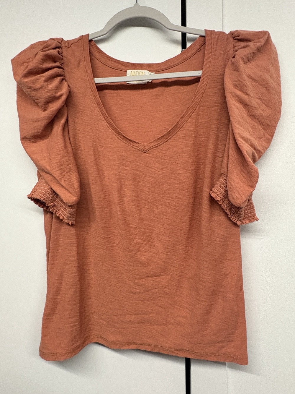 Nation LTD Coral V Neck Puff Sleeve Top